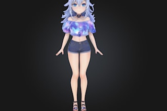 make 3d character for game, 3d anime character, 3d game assest