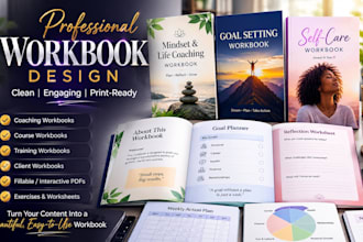 design a professional workbook, coaching workbook, course and client workbook