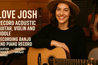 record acoustic guitar, piano, violin, fiddle recording banjo for country song