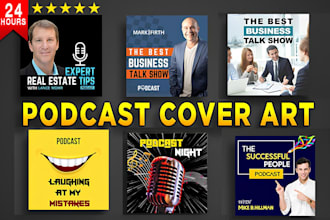 design modern custom podcast cover art and podcast logo