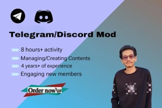 be crypto telegram and discord project admin or moderator