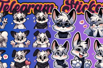 furry telegram stickers, discord animated stickers, furry oc art, fursona emote