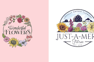do boho, botanical, whimsical, and floral logo design