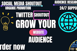 shoutout website promotion, twitter sharing product website link to 120m  USA UK