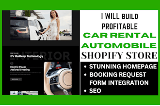 build profitable car rental automobile shopify store car dealership website