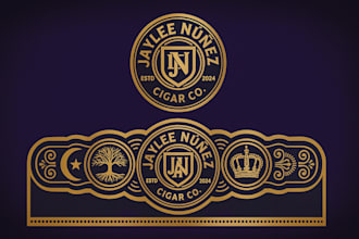 do unique modern cigar, label, band, ring logo and any graphics design