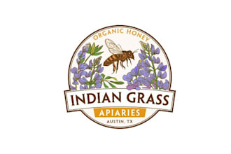 make super natural bee keeper logo for local organic honey