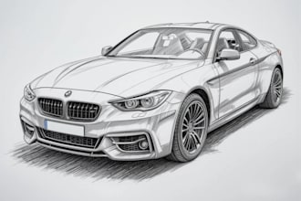 draw a ballpoint car drawing portrait art