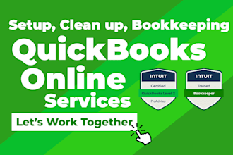 do quickbooks online setup, bookkeeping, clean up and bank reconciliation