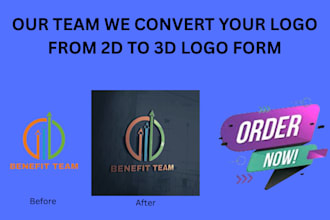 convert 2d logo form to 3d mock up