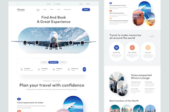 design a modern airline booking website, flight booking website, travel website