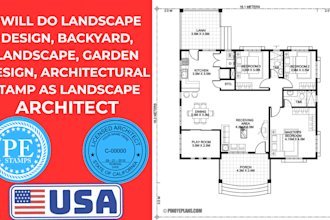 do landscape design, backyard, garden design, stamp as landscape architect