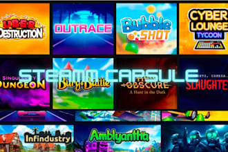do game posters for game marketing, steam capsule game banners and game art