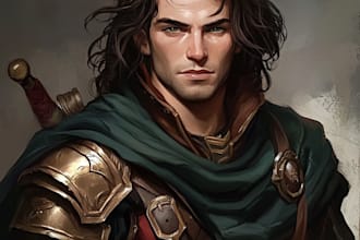 draw a dnd and d and d character art illustration