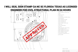 sign stamp ca nc sc florida texas as licensed engineer for civil structural plan