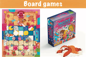 custom board game art card board box design