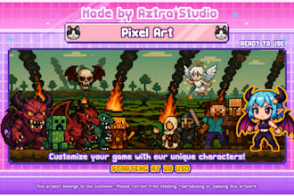 create custom pixel art characters and backgrounds for games