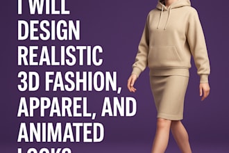 design realistic 3d fashion, apparel, and animated looks