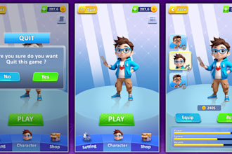 design stunning 2d game ui, 2d game assets, 2d props elements, 2d background