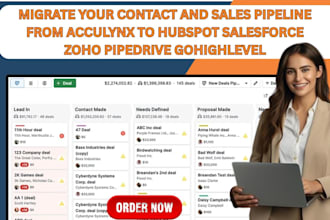 migrate your contact and sales pipeline from acculynx to hubspot salesforce zoho