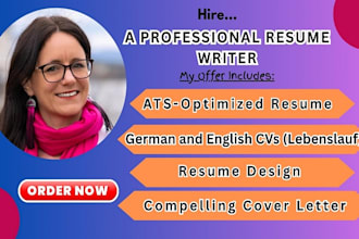 provide ats resume, german cv lebenslauf, cover letter