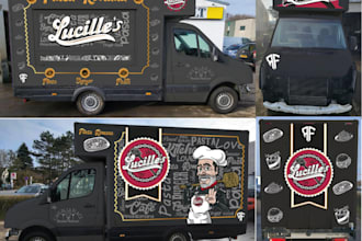 do food trailer wrap, food camper, pickups, food caravan, food truck wrap