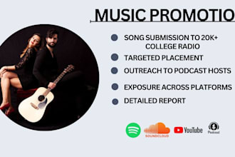 spin your song on 10k college radio stations, music blog and podcast shows