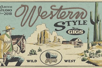 do western vintage style design with hand draw for tshirt