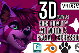 do custom vrchat avatar vr character vroid anime model furry avatar vrchat model
