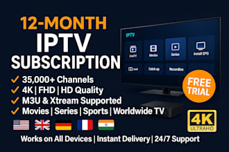 create best iptv 12 months subscription, iptv 4k, over 35000 channels iptv, m3u
