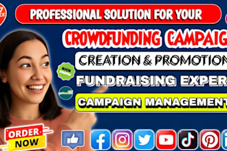 create and promote crowdfunding campaign kickstarter, gofundme promotion