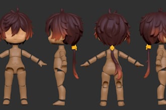 design 3d flexi model, bjd toy print, anime nsfw character, action figure, stl