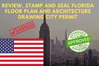 review, stamp and seal florida floor plan and architecture drawing city permit