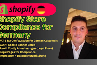 make your shopify store dsgvo and german law complaint impressum, gdpr, cookies