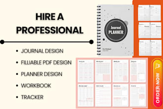 design fillable pdf custom digital journals, planner, workbook, activity book