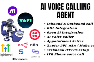 build ai phone calling voice agent on vapi, retell, CRM ghl and ai chatbot n8n