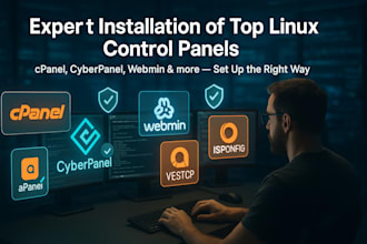 install cpanel, cyberpanel, or webmin with SSL, firewall, and dns setup