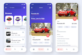 develop carmarketplace app, car auction app, car dealership app, car listing app