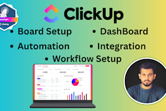 be your clickup consultant, setup clickup project management boards automations