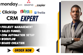 setup monday crm asana clickup trello zoho crm monday expert typform automation
