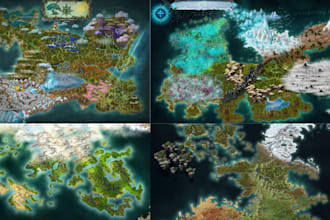 do fantasy map illustration, world map, novel map, ttrpg, dnd, cartography