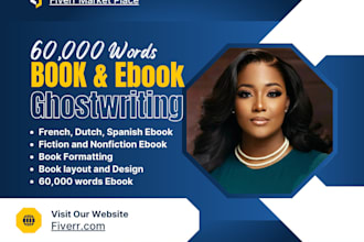 write, format, and design your 60,000 word ebook, french, dutch, or spanish
