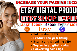 do etsy digital product store,etsy listing,etsy promotion to make passive sales