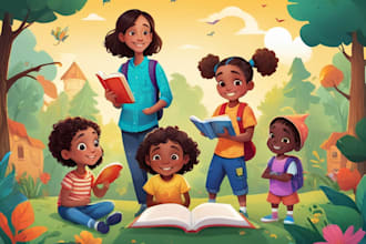design african american children story book illustration and children book cover