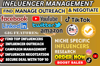 find, outreach, run and manage tiktok, instagram influencer marketing campaign