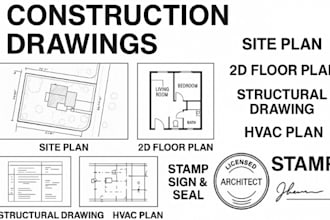 provide complete mep, hvac, architectural electrical drawings for city permit