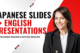 translate japanese presentation slides into english with polished design