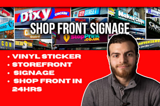 design and create vinyl sticker, storefront signage for your shop front in 24hrs