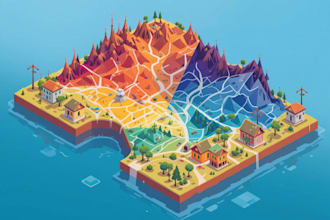 draw a unique vector or isometric map
