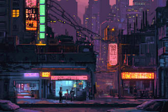 draw cyberpunk, scifi futuristic city for your project